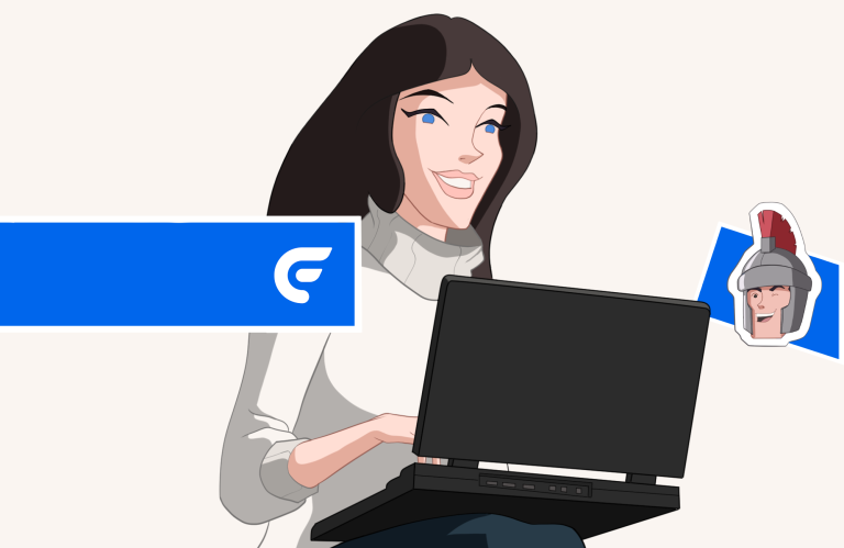 Woman and laptop cartoon