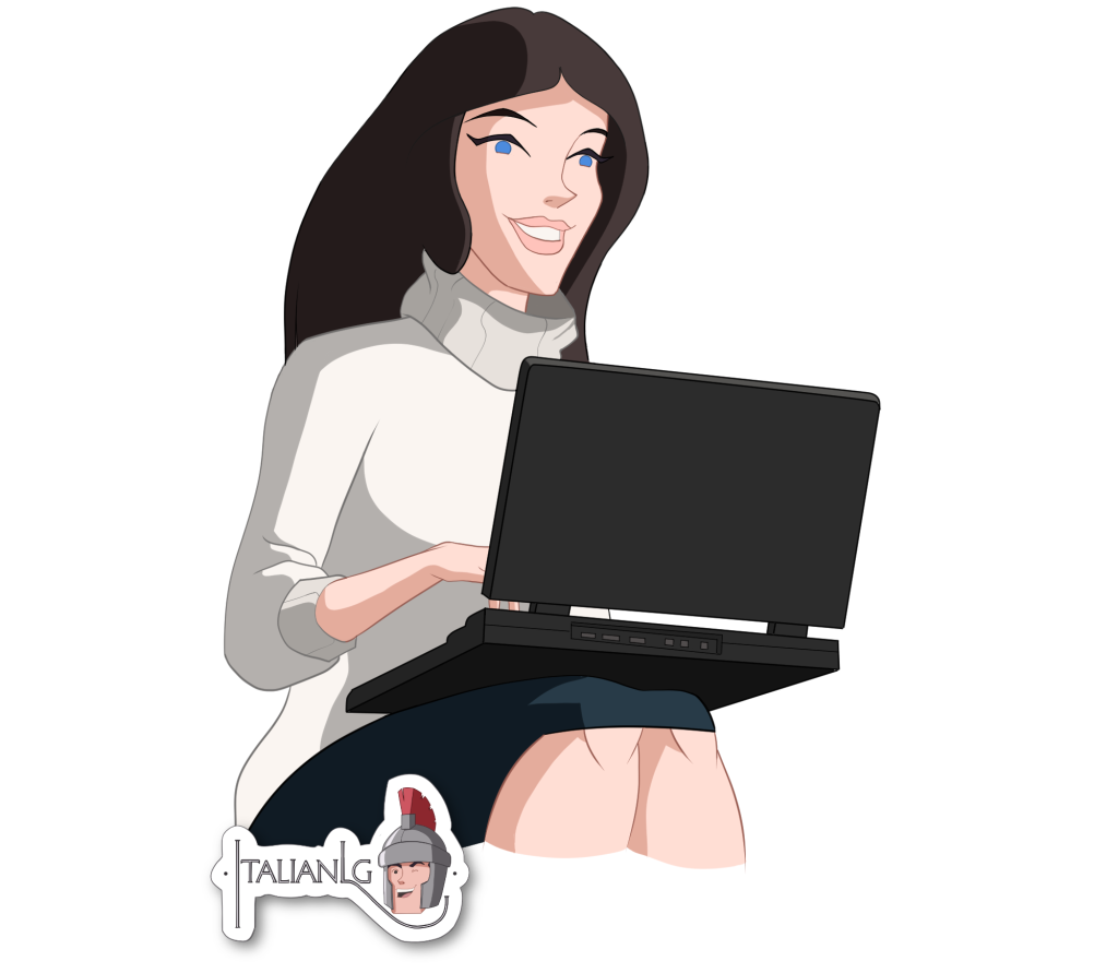 Woman with laptop cartoon