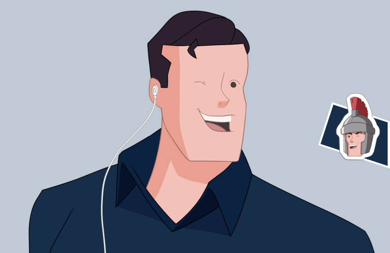 Man and headphones cartoon