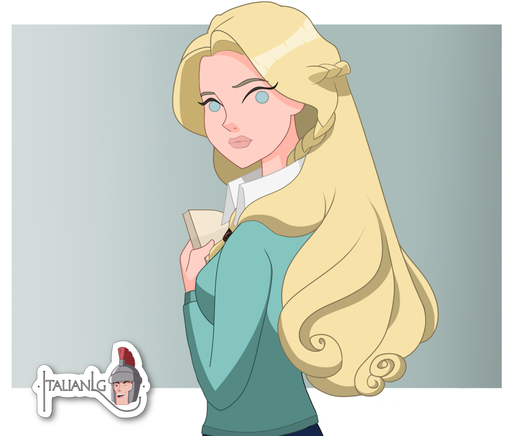 Woman checking Pocket Dictionary cartoon