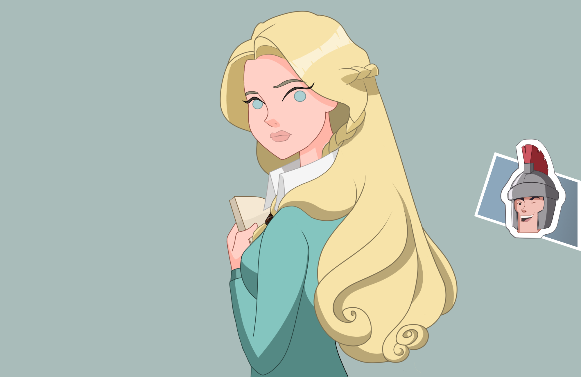 Woman reading Pocket Dictionary cartoon