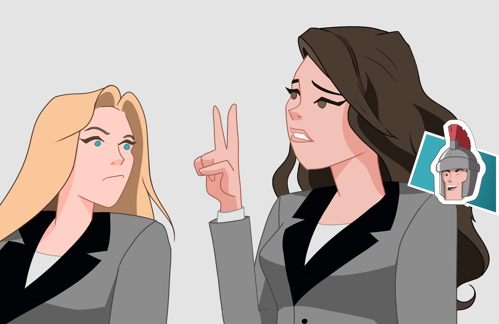 Woman showing peace hand sign cartoon