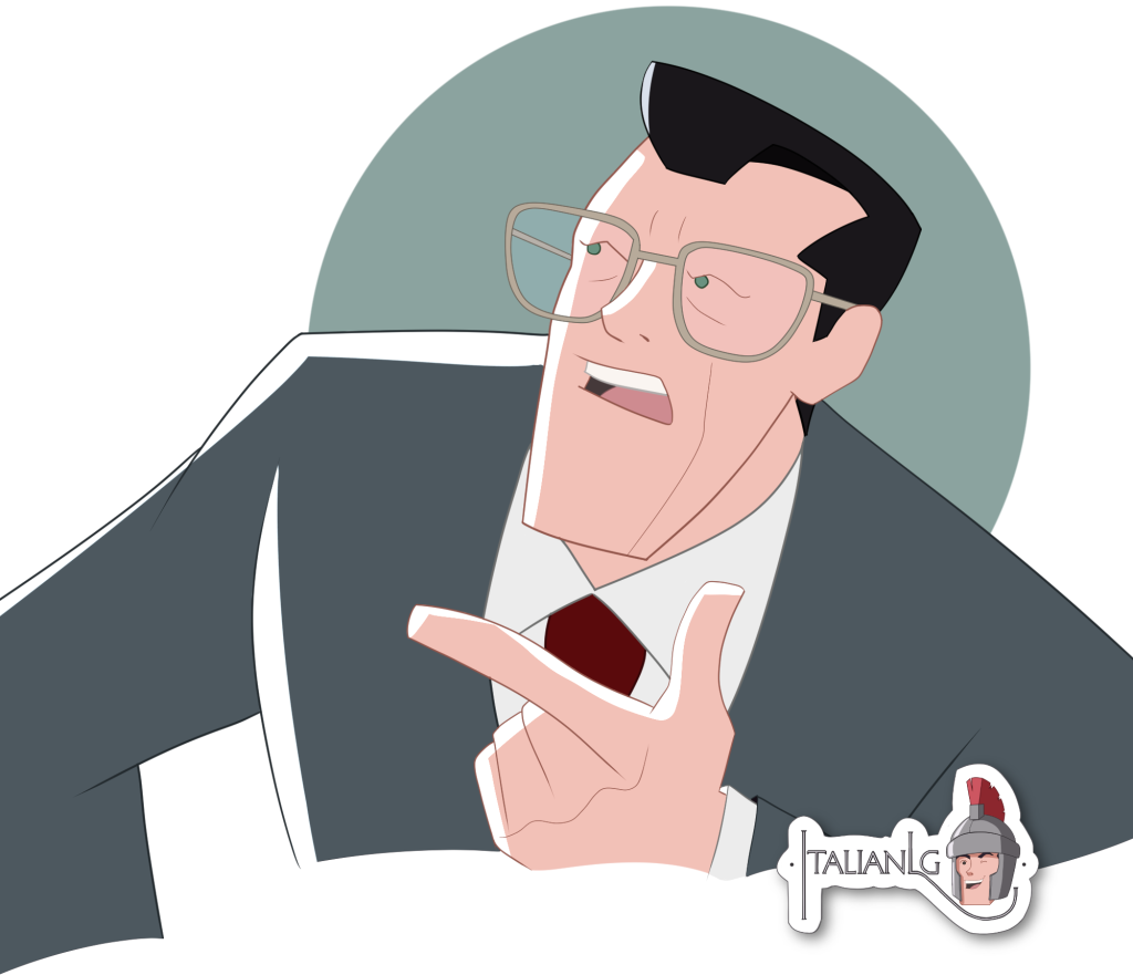 Middle aged man talking cartoon