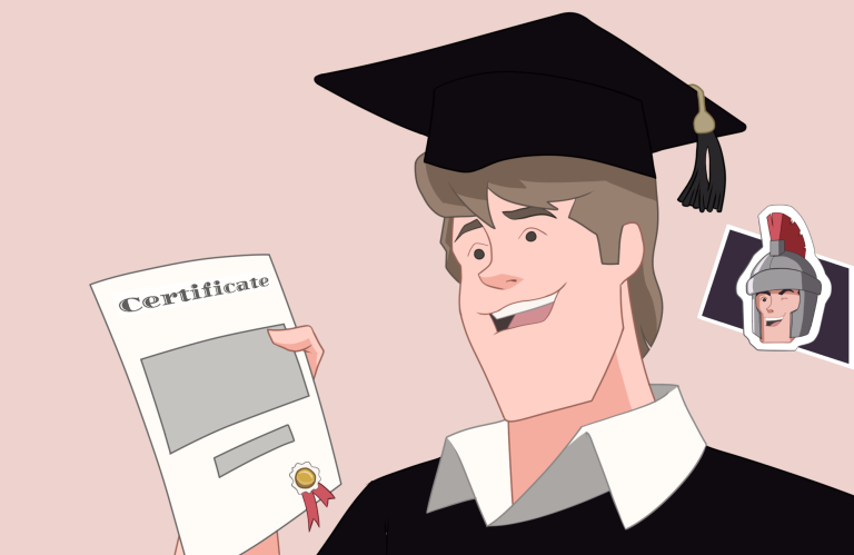 Man with Certificate cartoon