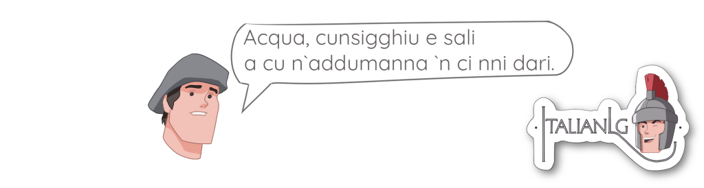 Man saying Sicilian language phrase cartoon