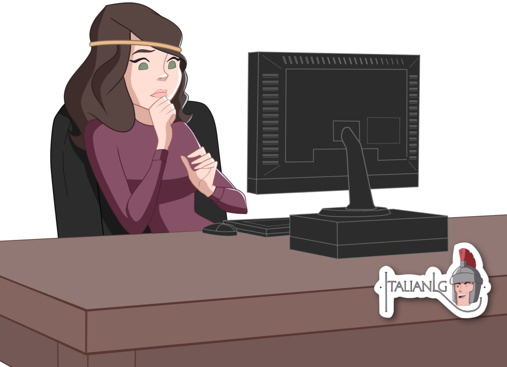 Woman reading a PC cartoon