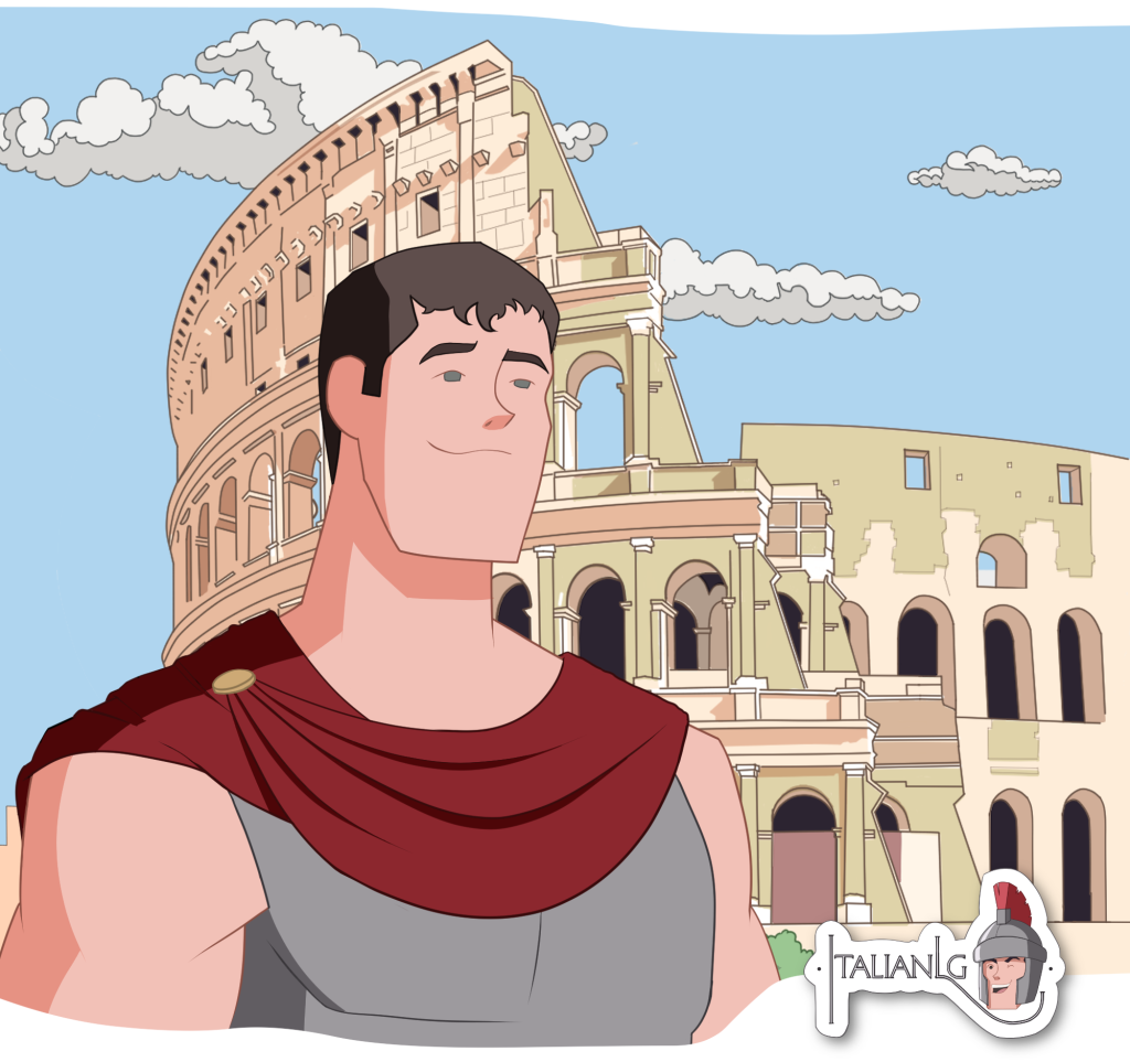 Roman at Colosseum cartoon