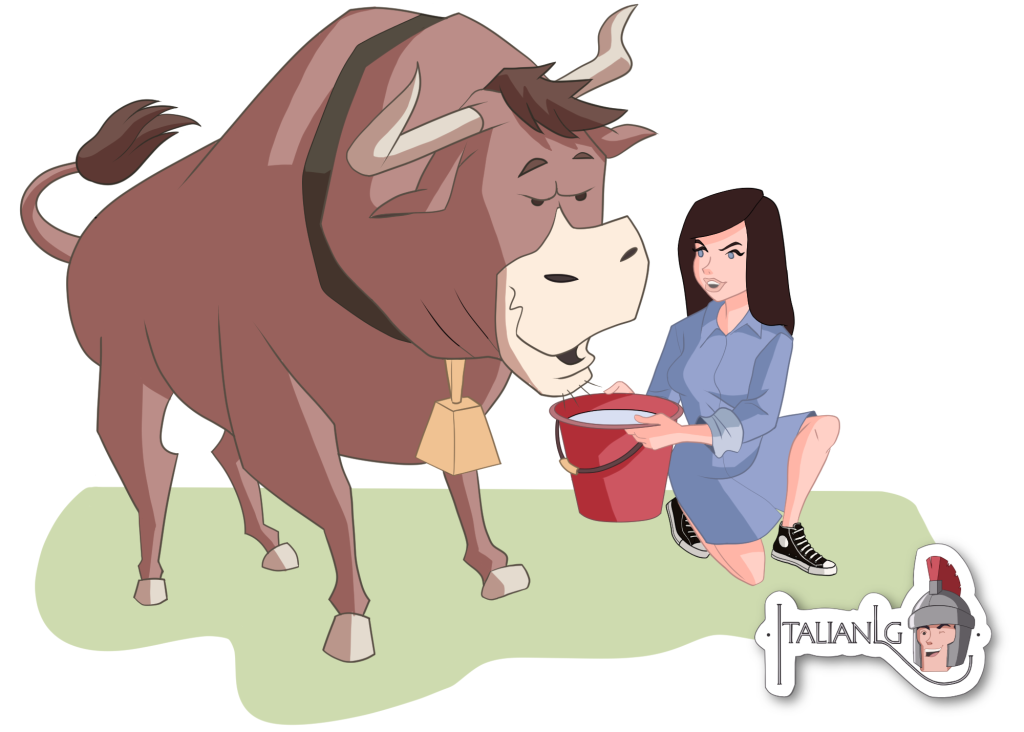 Woman and bull cartoon
