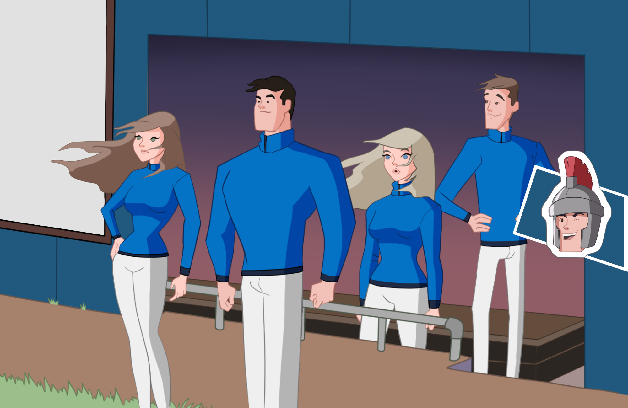 Players during National Anthem cartoon