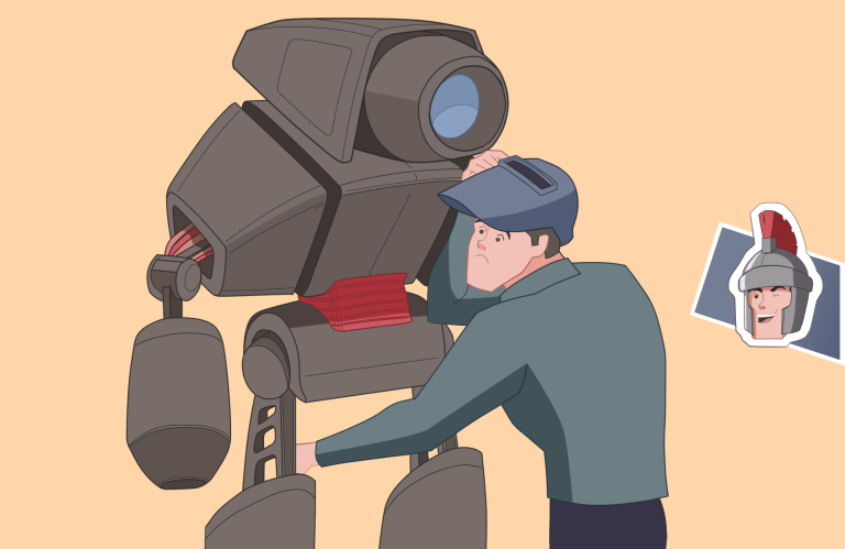 Robotic Welder Male Operator cartoon