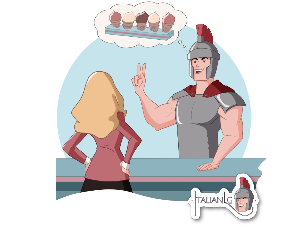 Roman Soldier buys ice cream cartoon