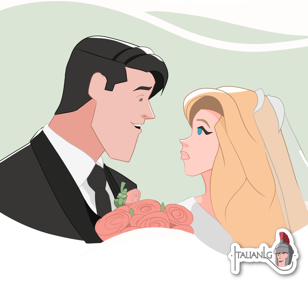 Wedding man and woman cartoon