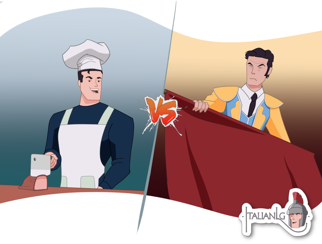 Cook and Bullfighter cartoon
