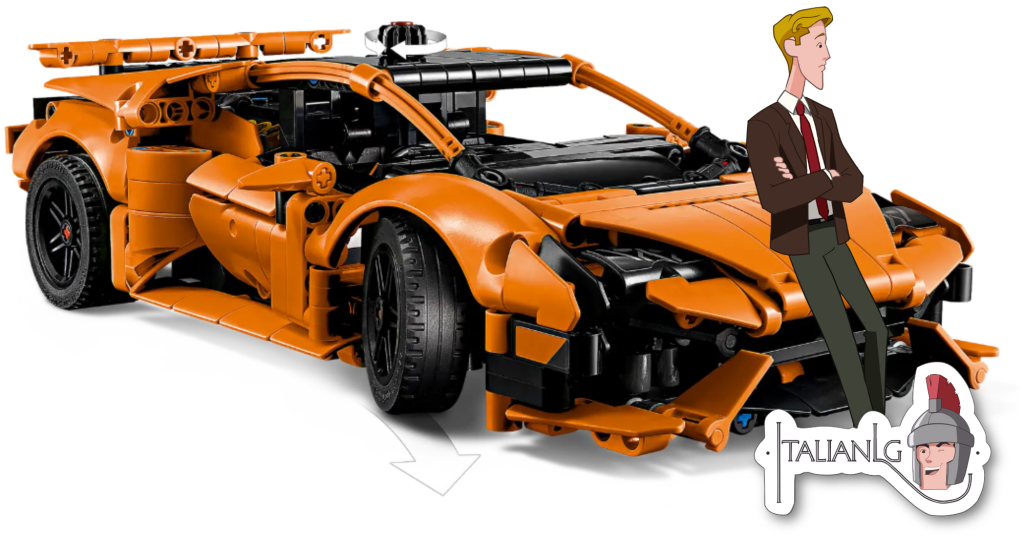 Lamborghini Huracán Tecnica Orange Lego cartoon