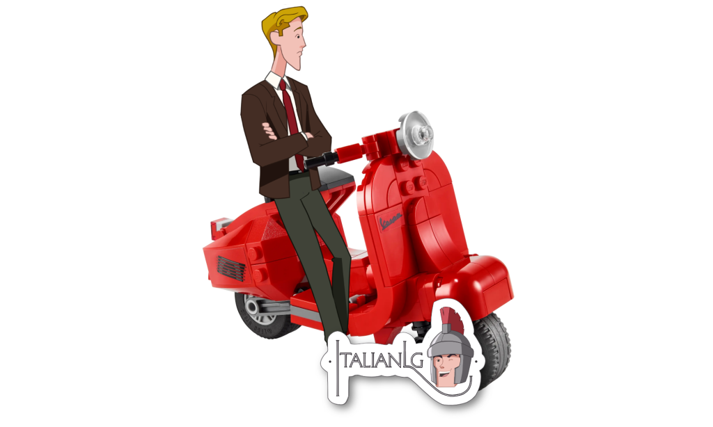 Vespa motorbike Lego cartoon