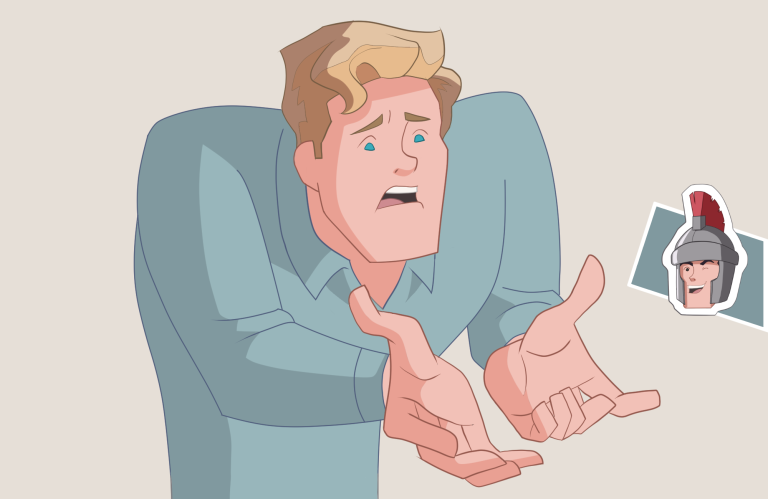 Young man hand making gesture cartoon