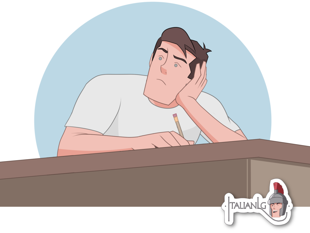 Young man in school cartoon
