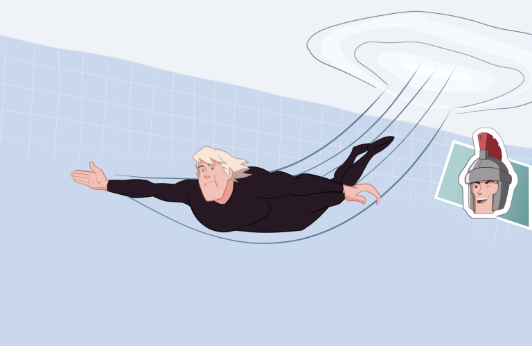 Man diving into a Pool cartoon
